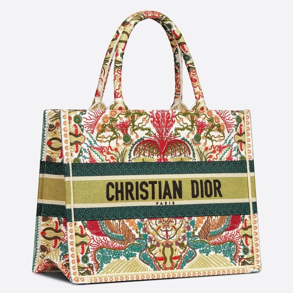 Dior Medium Book Tote Bag In Heart Lights Dior Embroidery