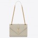 Saint Laurent Envelope Medium Bag In White Matelasse Grained Leather