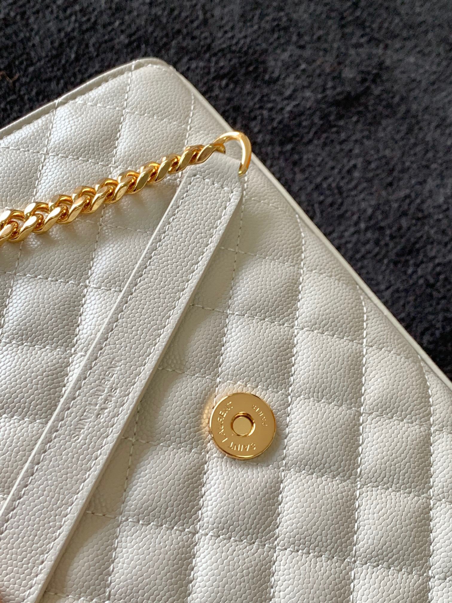 Saint Laurent Envelope Medium Bag In White Matelasse Grained Leather