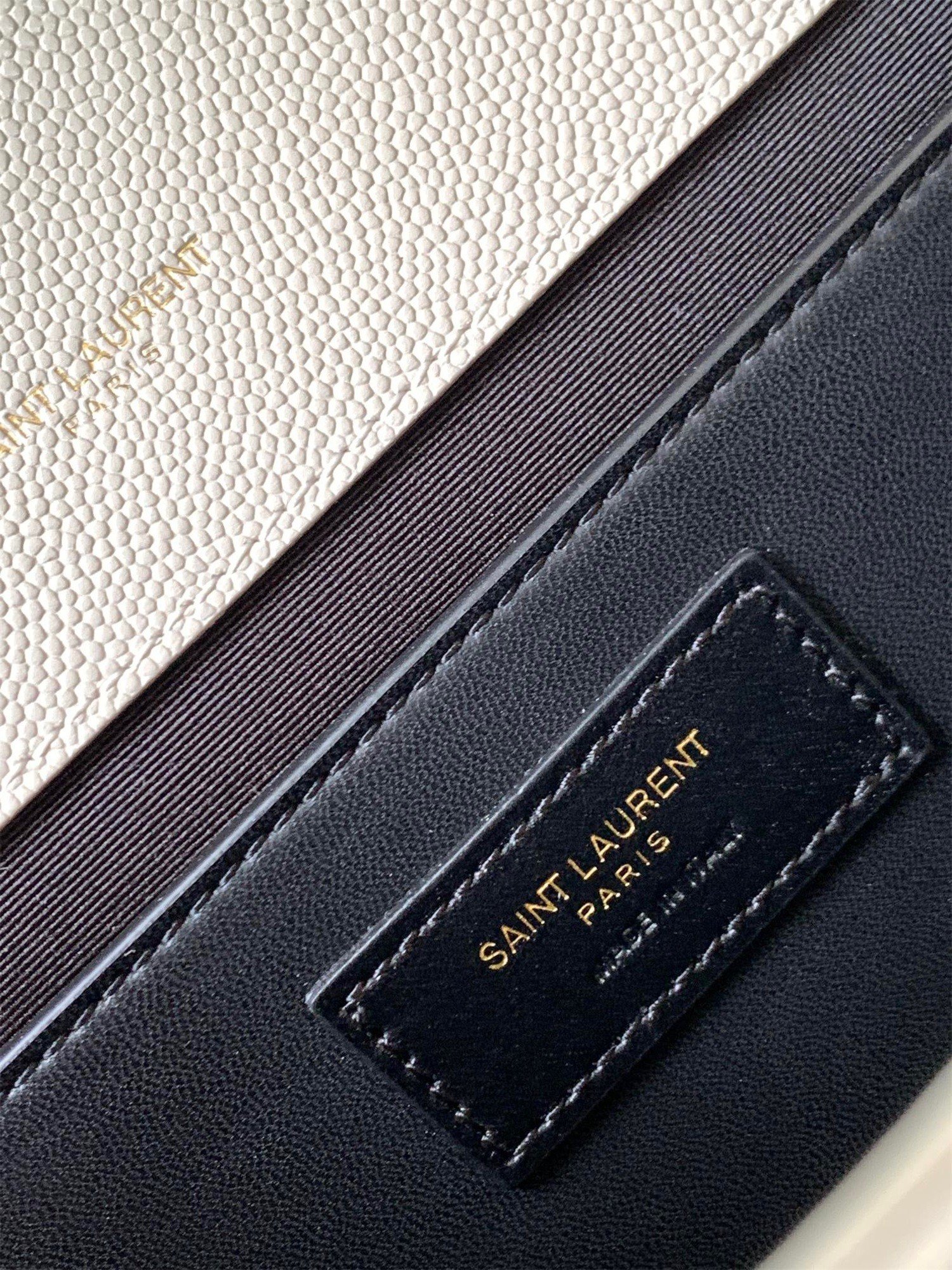 Saint Laurent Envelope Medium Bag In White Matelasse Grained Leather