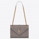 Saint Laurent Envelope Medium Bag In Grey Matelasse Grained Leather