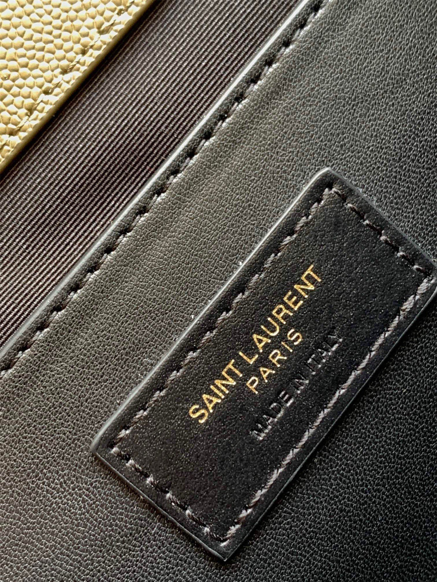 Saint Laurent Envelope Medium Bag In Khaki Matelasse Grained Leather