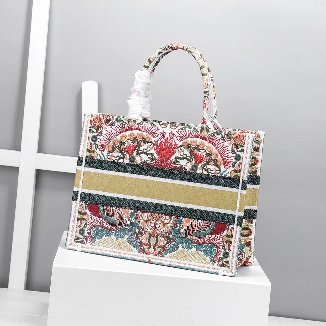 Dior Medium Book Tote Bag In Heart Lights Dior Embroidery