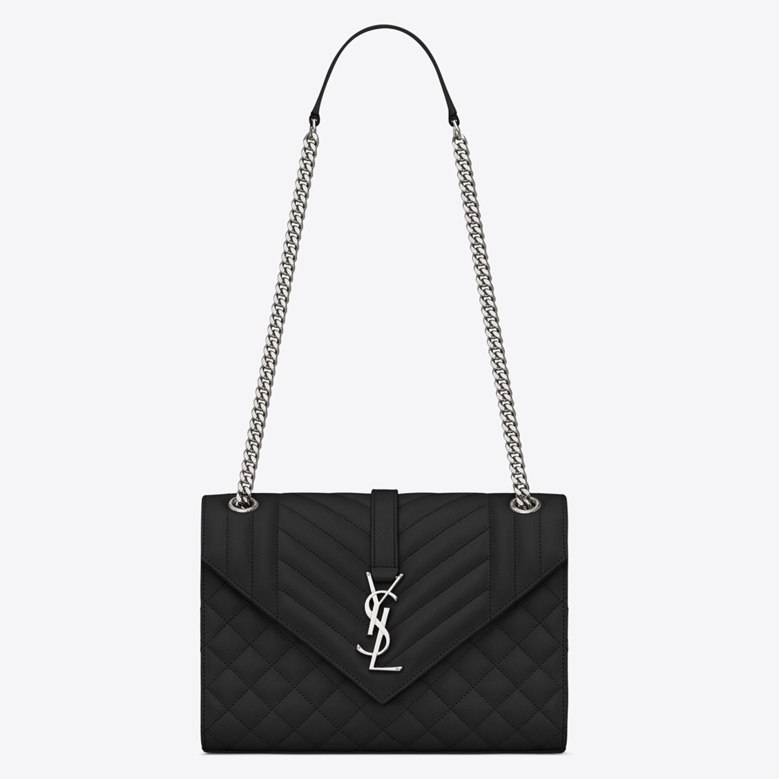 Saint Laurent Envelope Medium Bag In Noir Matelasse Grained Leather