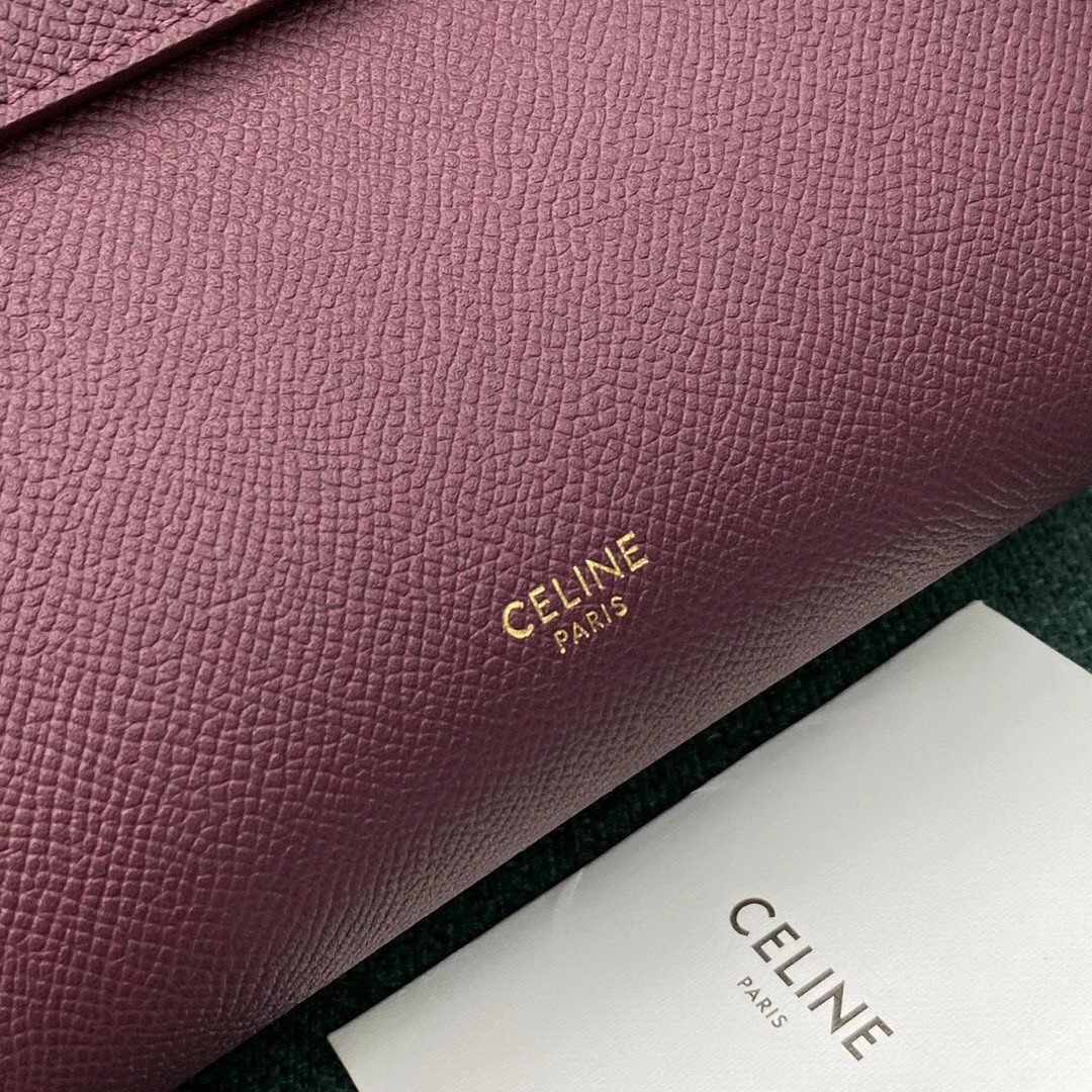 Celine Belt Nano Bag In Bordeaux Grained Calfskin