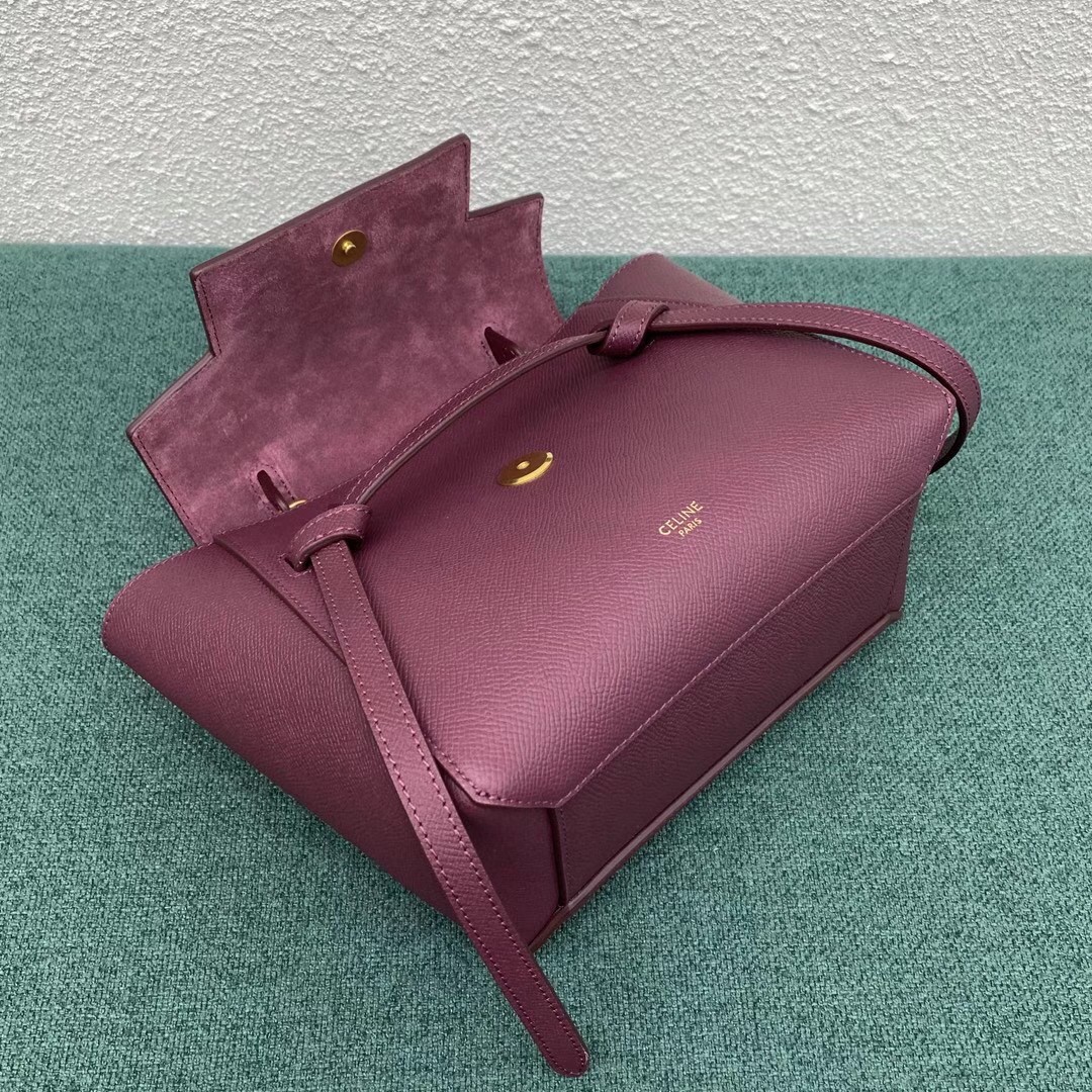 Celine Belt Nano Bag In Bordeaux Grained Calfskin