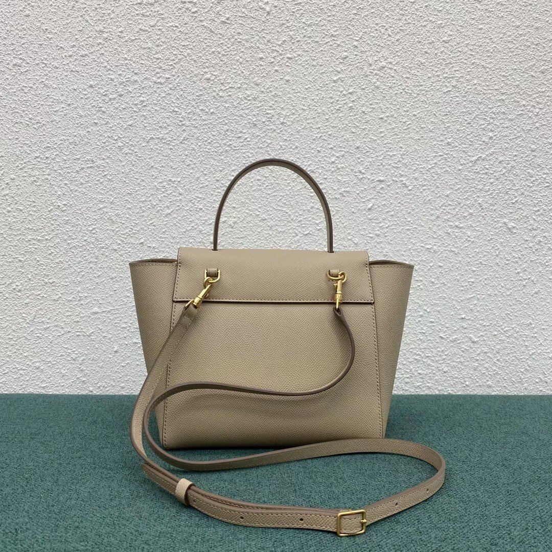 Celine Belt Nano Bag In Light Beige Grained Calfskin