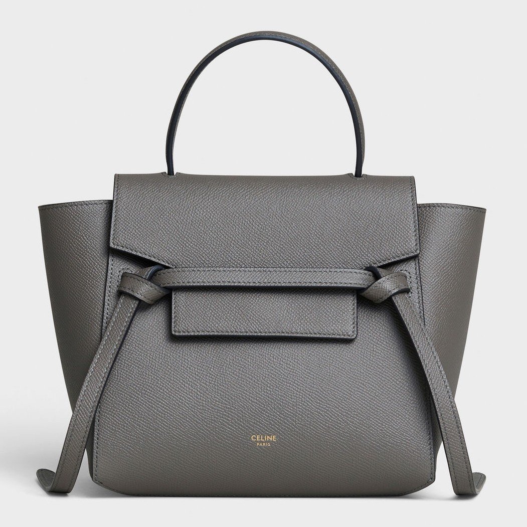 Celine Belt Nano Bag In Grey Grained Calfskin