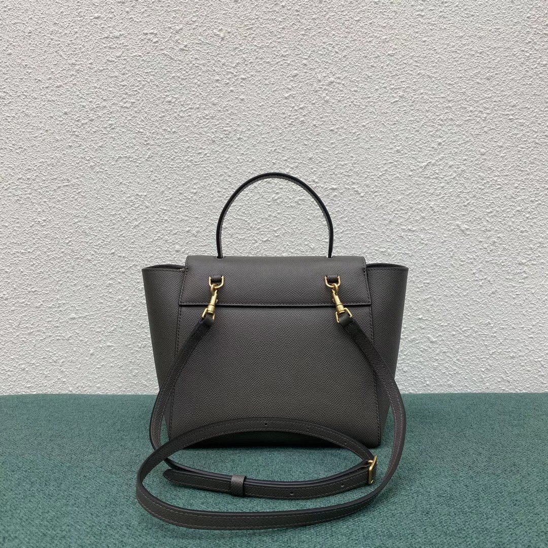 Celine Belt Nano Bag In Grey Grained Calfskin