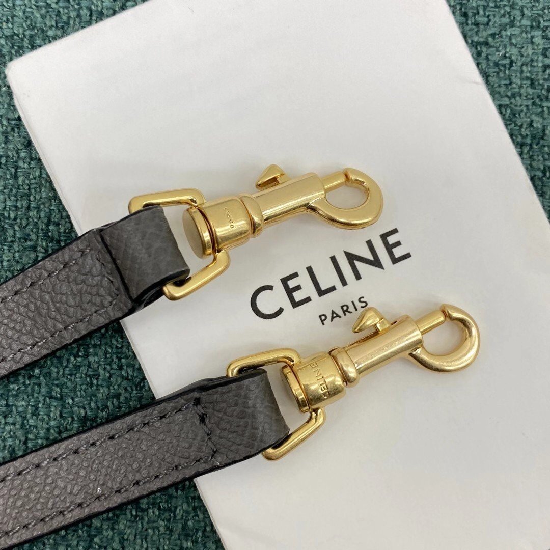 Celine Belt Nano Bag In Grey Grained Calfskin