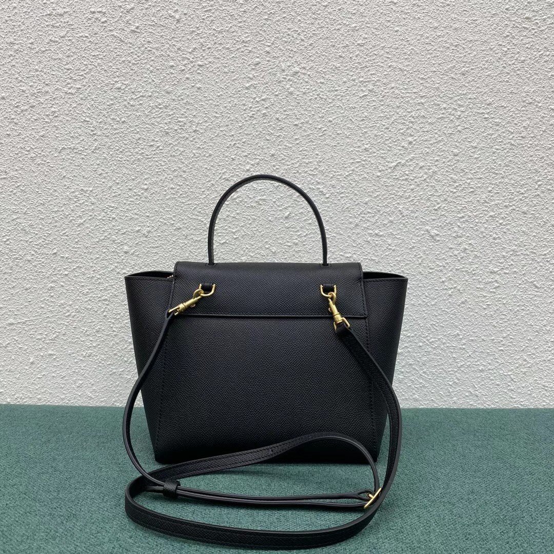 Celine Belt Nano Bag In Black Grained Calfskin