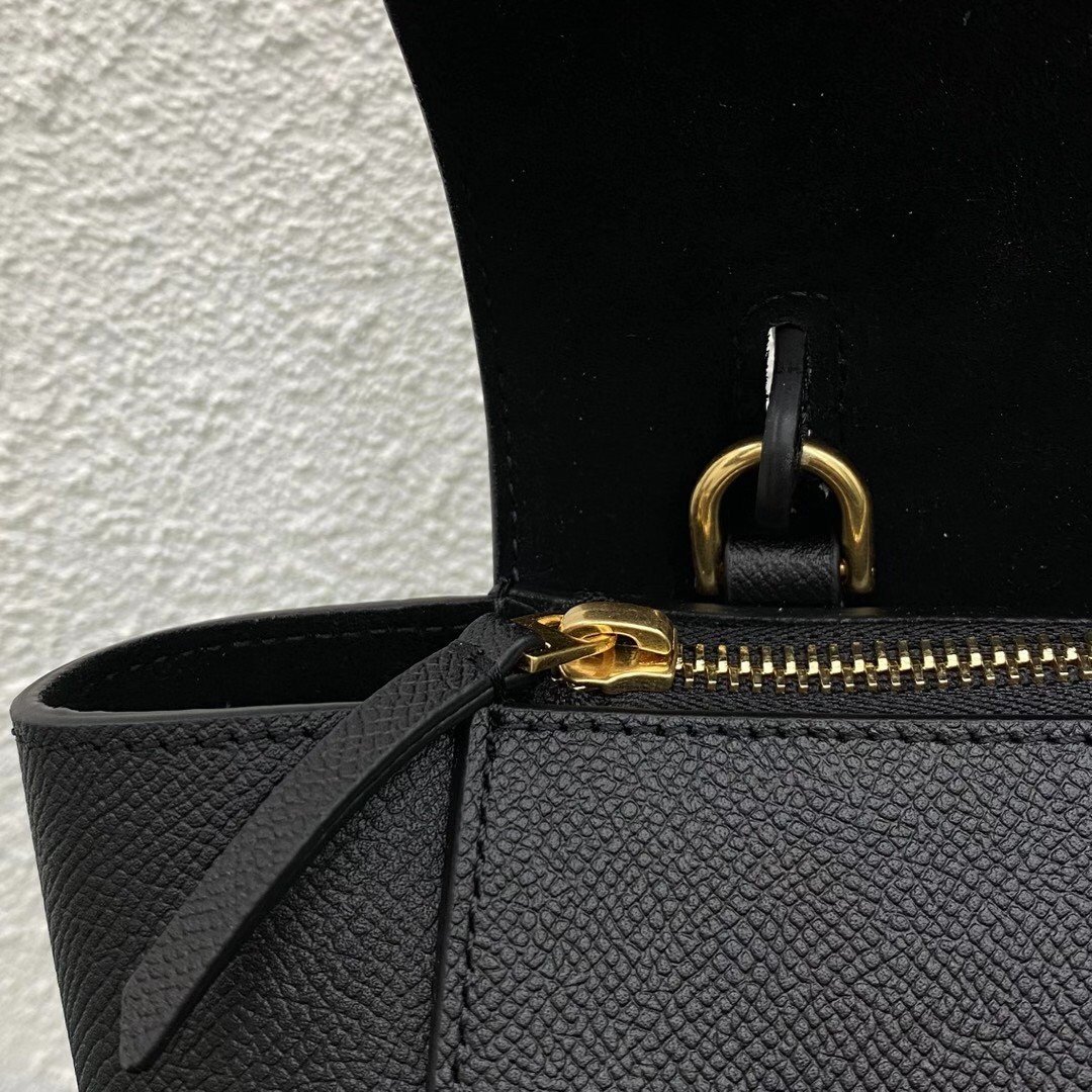 Celine Belt Nano Bag In Black Grained Calfskin