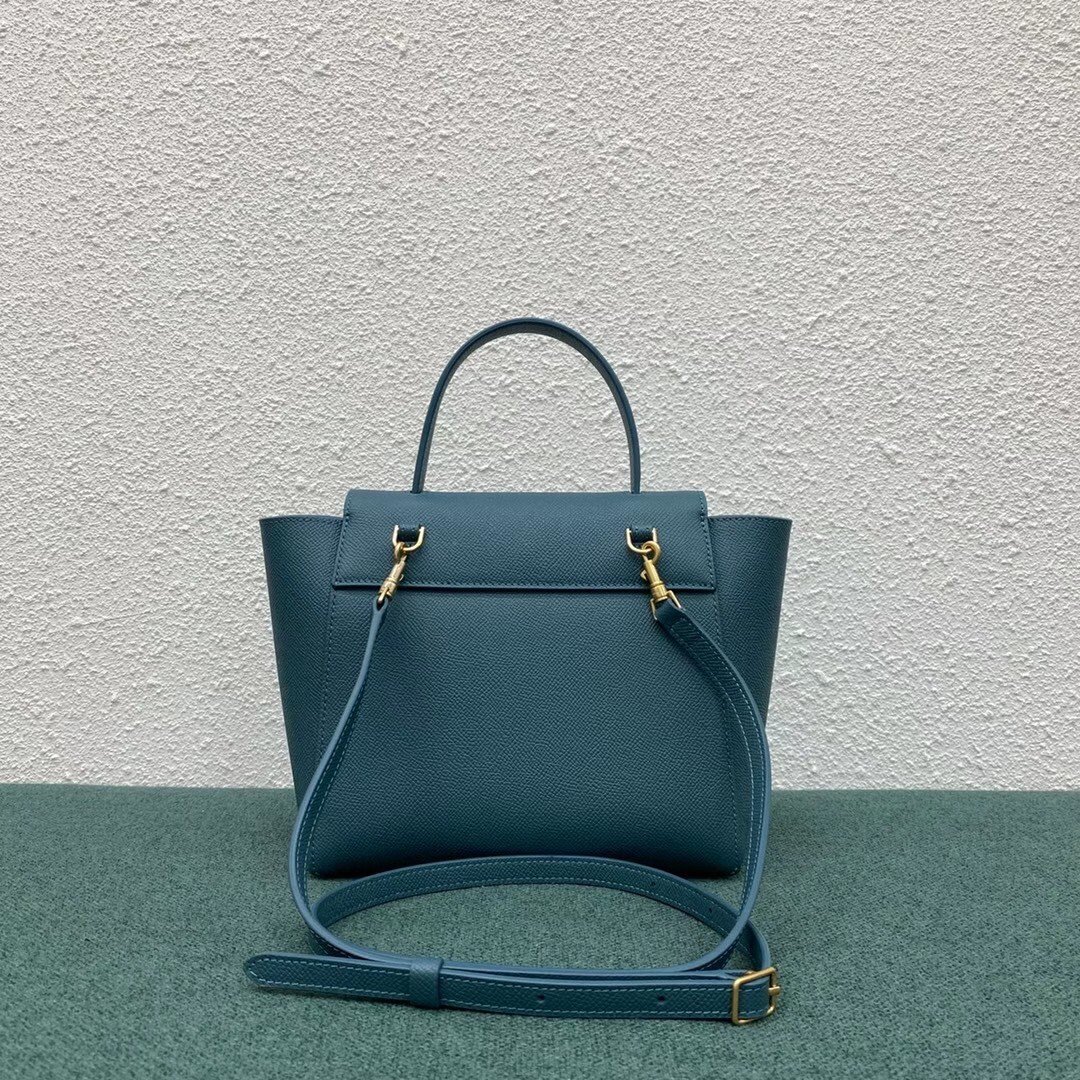 Celine Belt Nano Bag In Prussian Blue Grained Calfskin