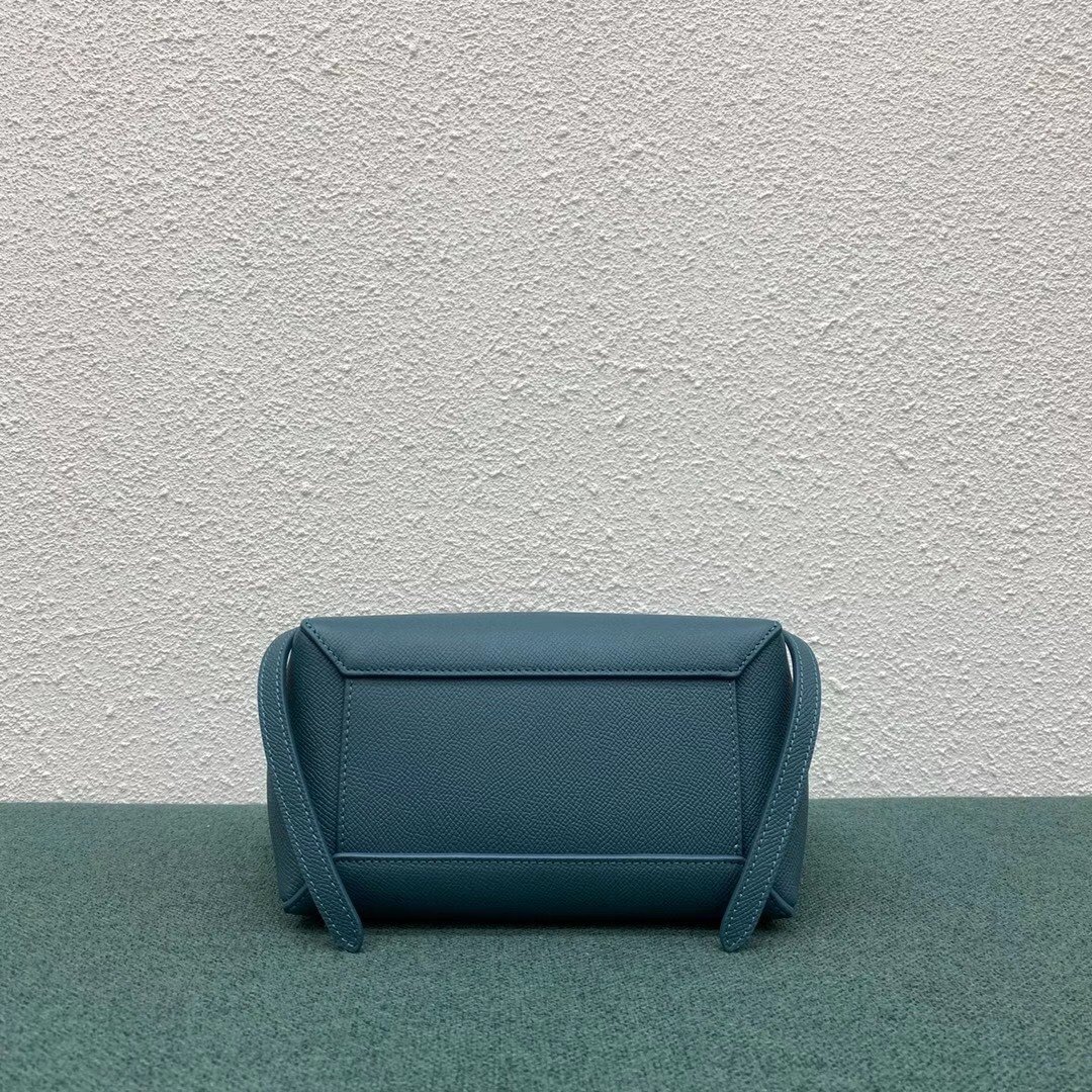 Celine Belt Nano Bag In Prussian Blue Grained Calfskin