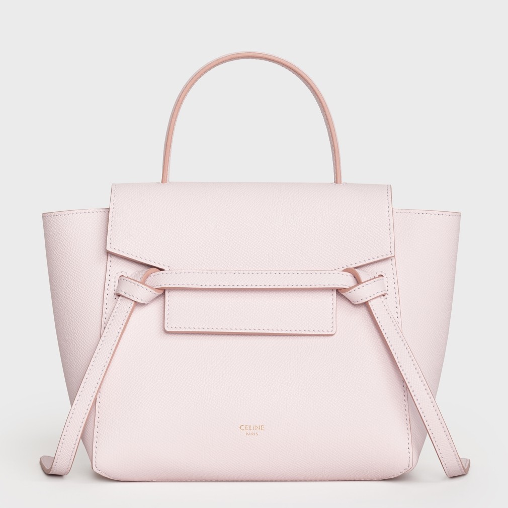 Celine Belt Nano Bag In Pale Pink Grained Calfskin