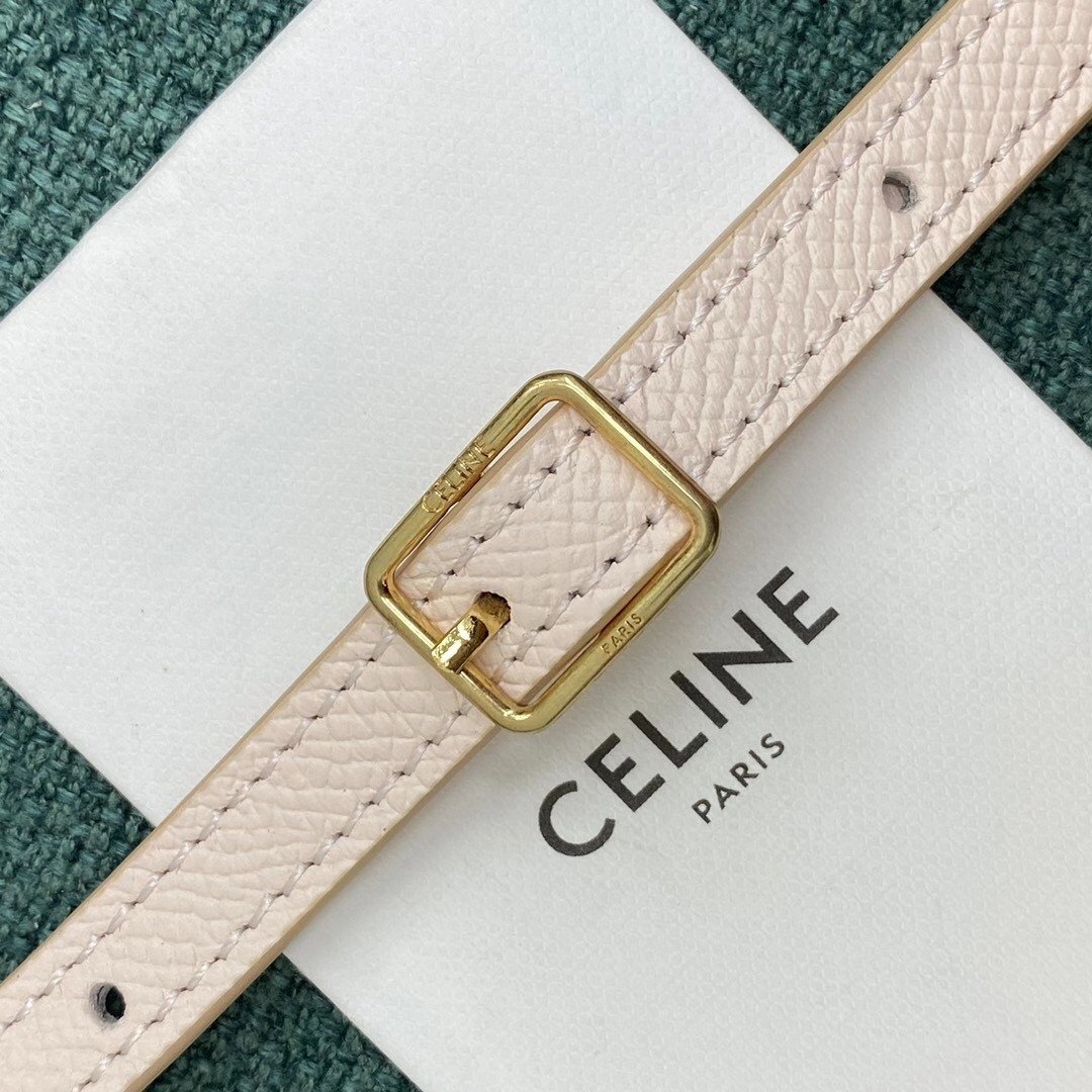 Celine Belt Nano Bag In Pale Pink Grained Calfskin