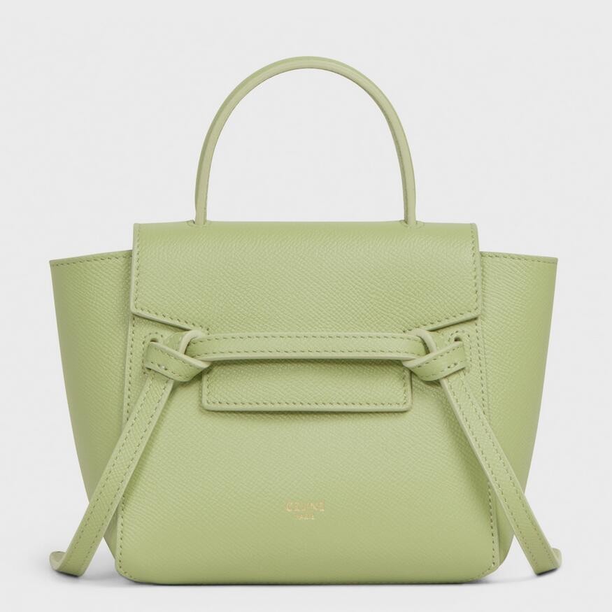 Celine Belt Nano Bag In Sage Grained Calfskin