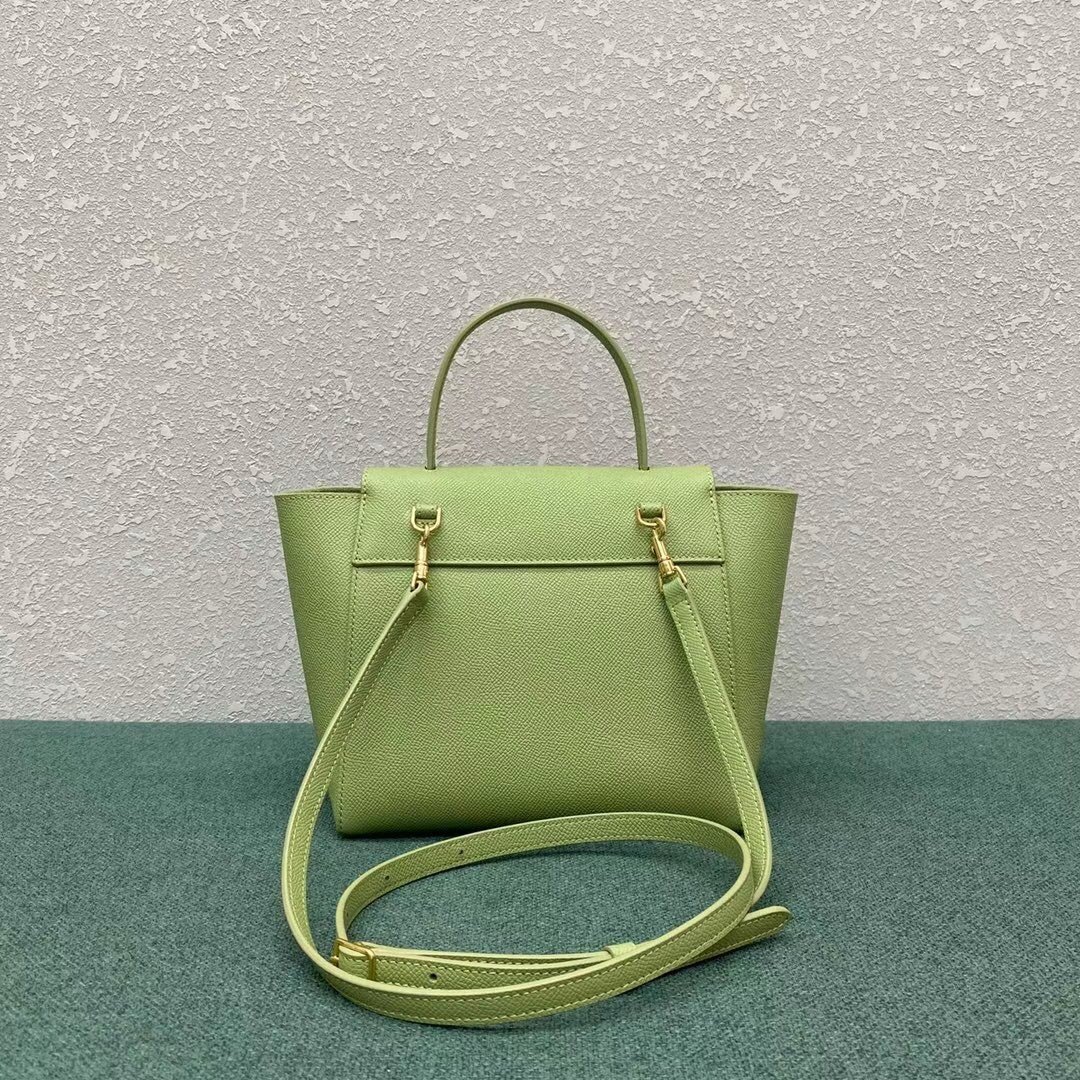 Celine Belt Nano Bag In Sage Grained Calfskin