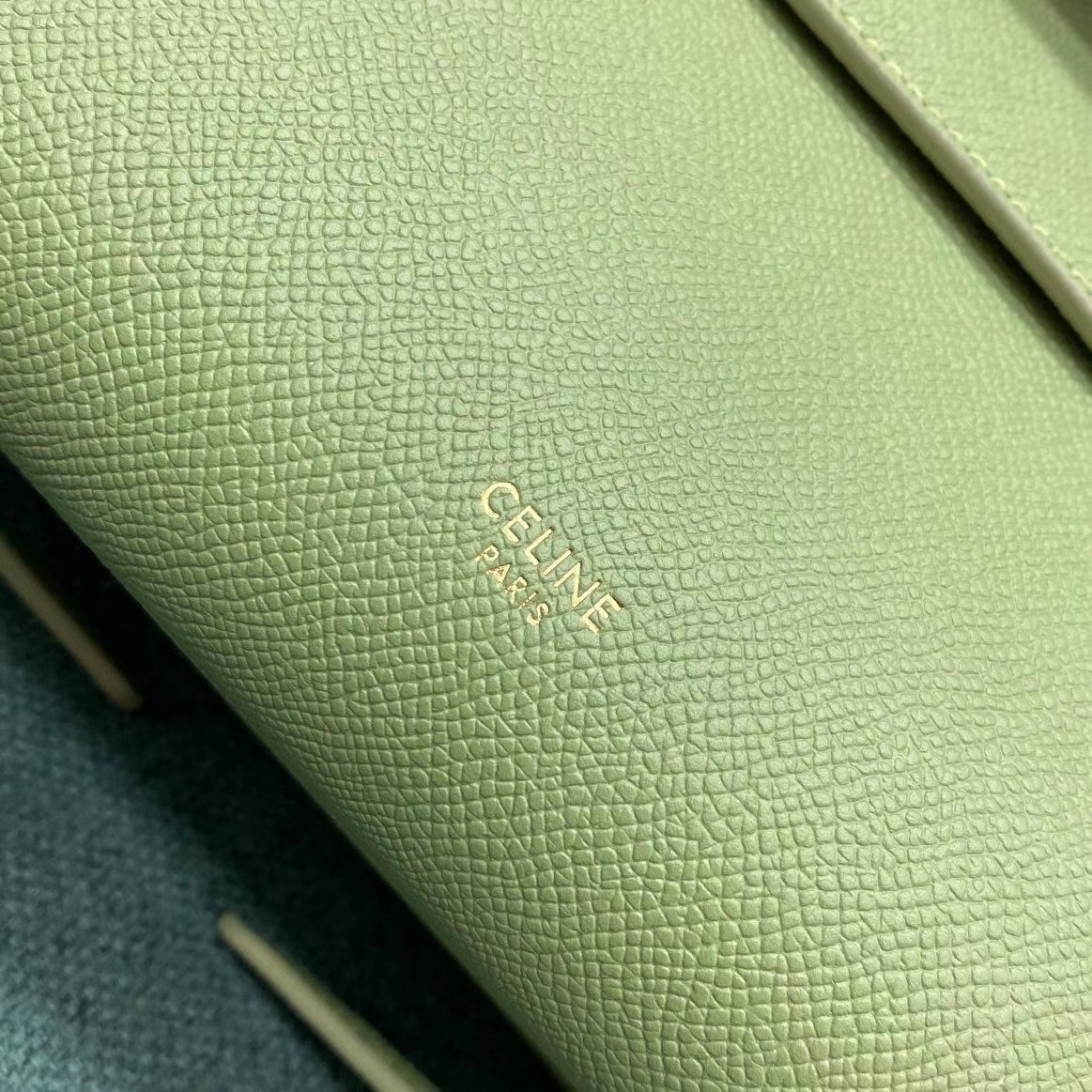 Celine Belt Nano Bag In Sage Grained Calfskin