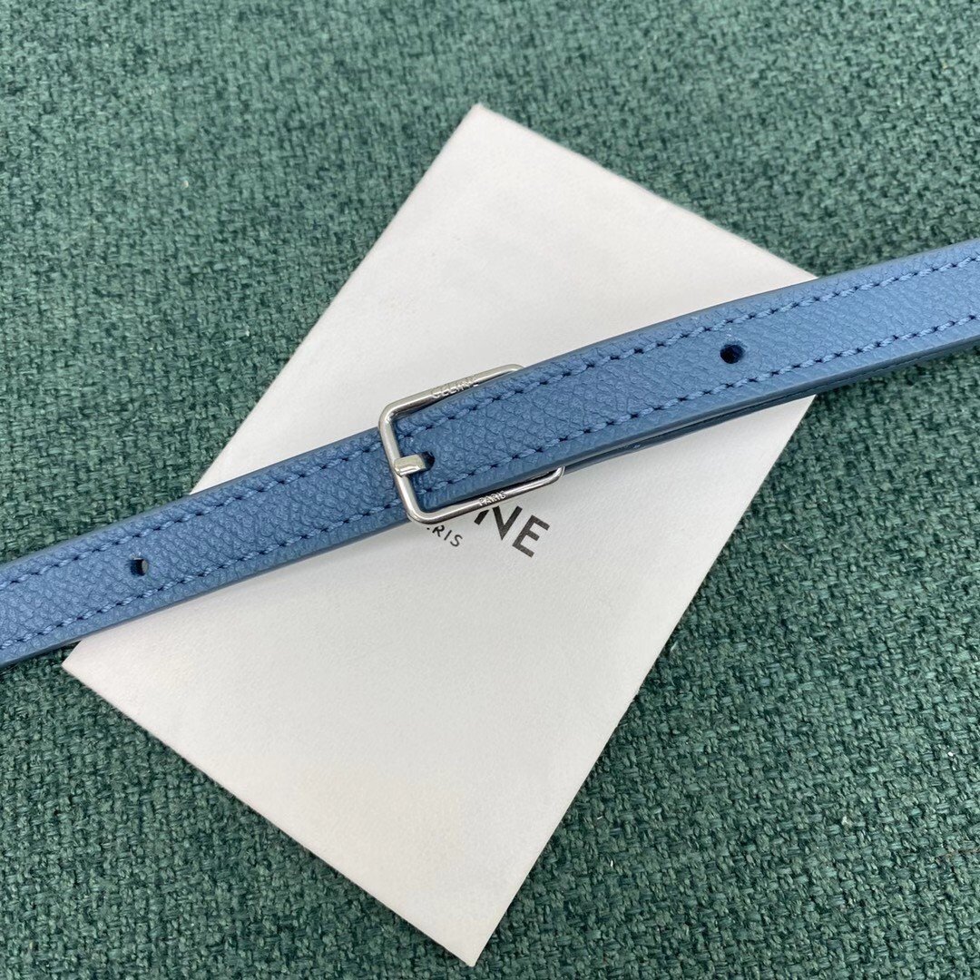 Celine Belt Nano Bag In Slate Blue Grained Calfskin