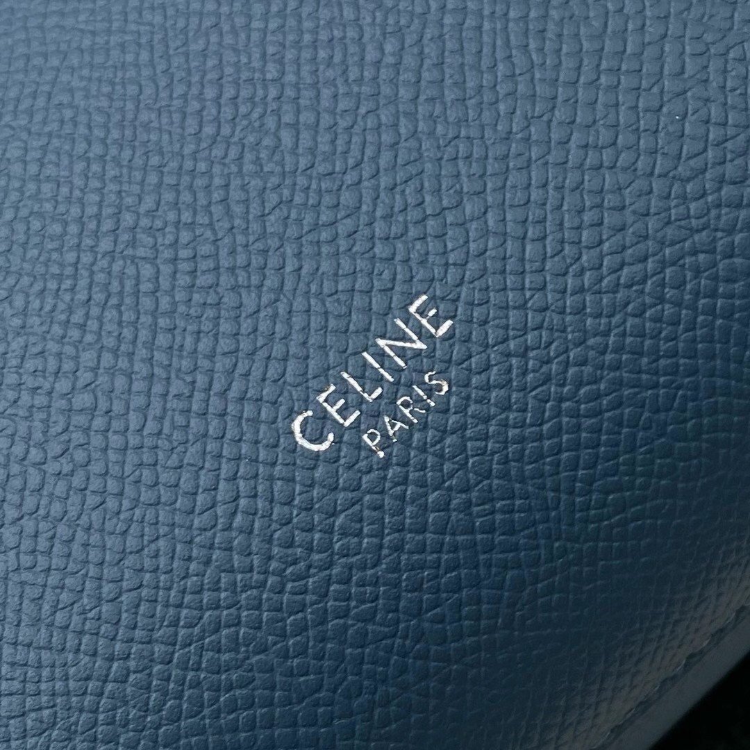 Celine Belt Nano Bag In Slate Blue Grained Calfskin