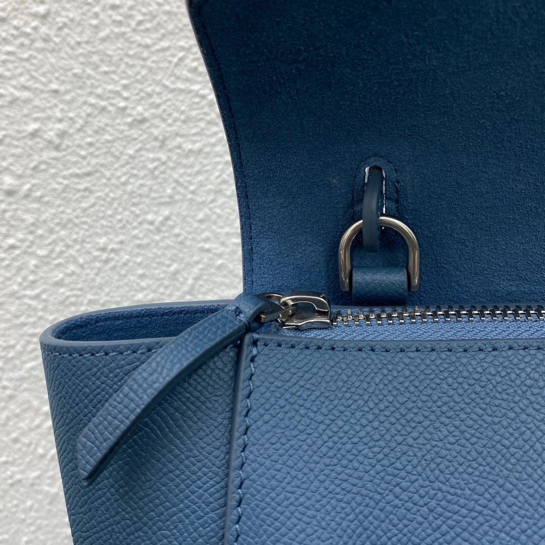 Celine Belt Nano Bag In Slate Blue Grained Calfskin