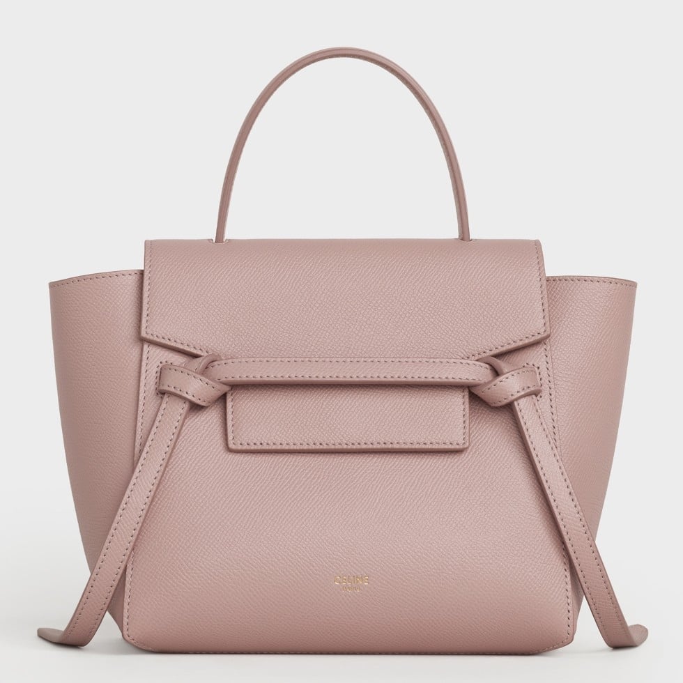 Celine Belt Nano Bag In Vintage Pink Grained Calfskin