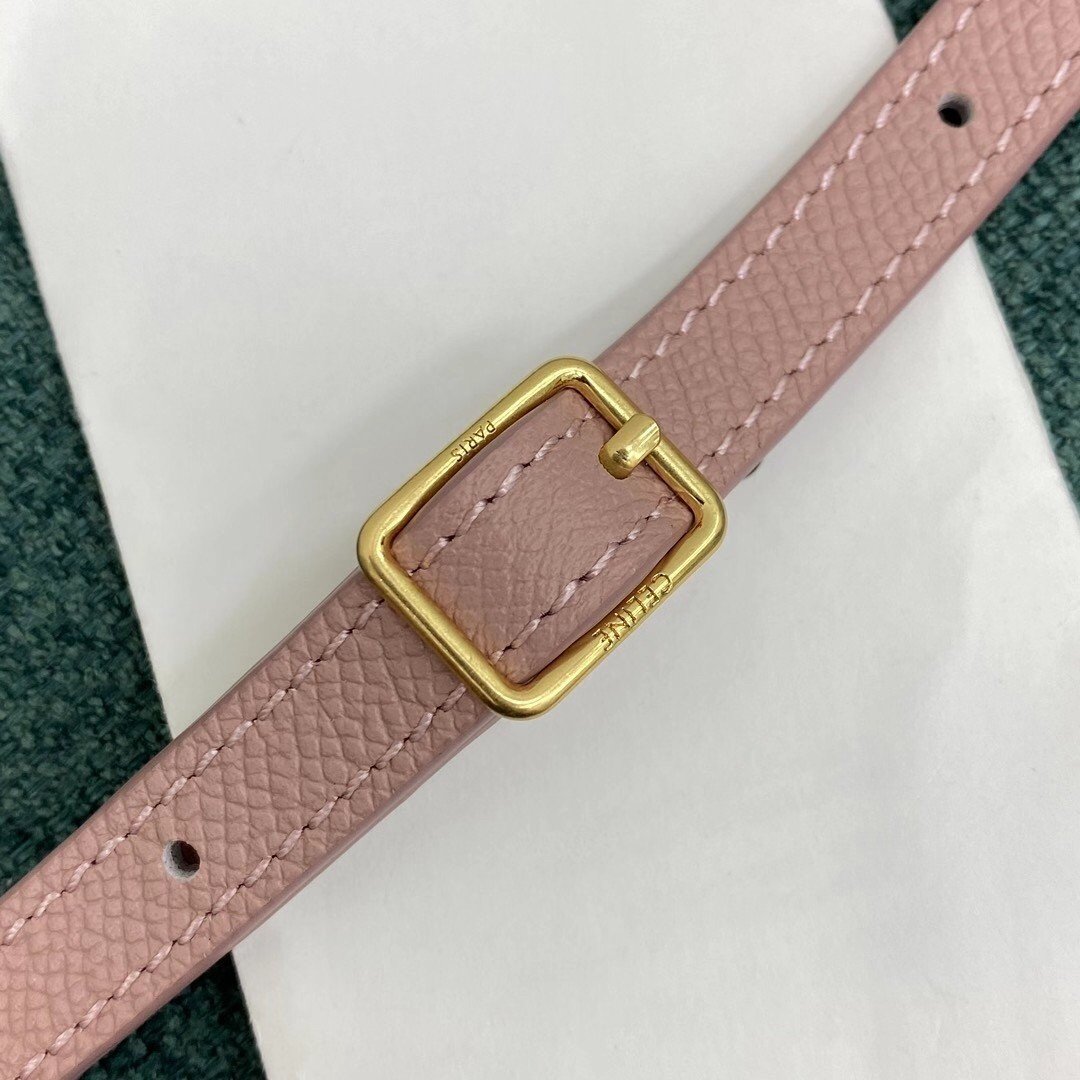 Celine Belt Nano Bag In Vintage Pink Grained Calfskin