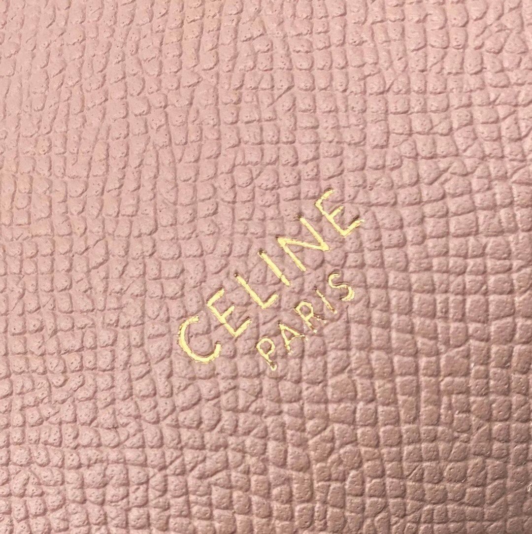 Celine Belt Nano Bag In Vintage Pink Grained Calfskin