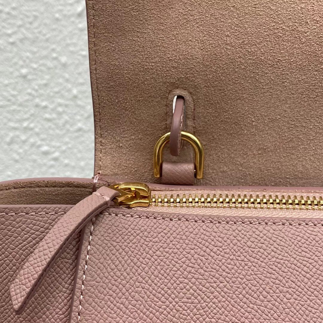 Celine Belt Nano Bag In Vintage Pink Grained Calfskin