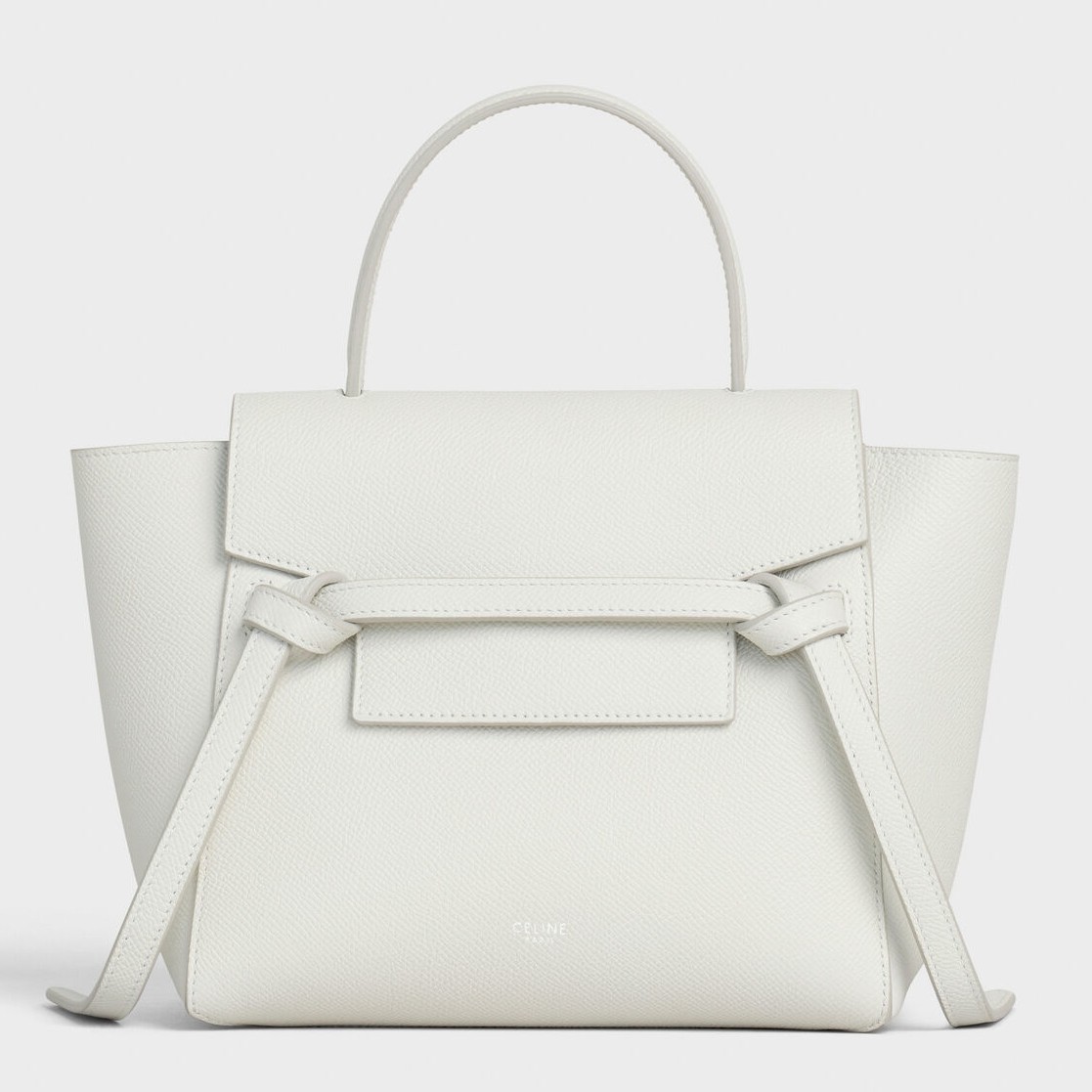 Celine Belt Nano Bag In White Grained Calfskin