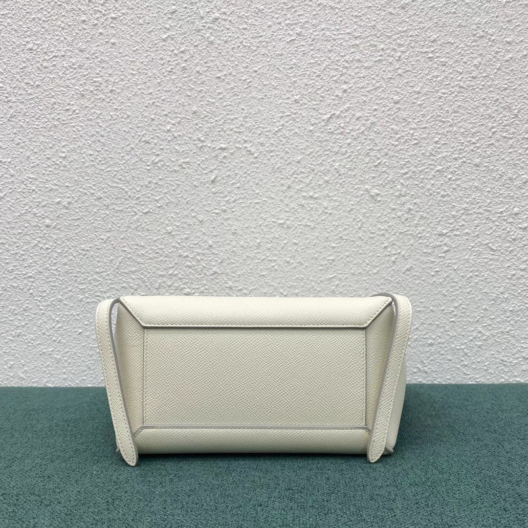 Celine Belt Nano Bag In White Grained Calfskin