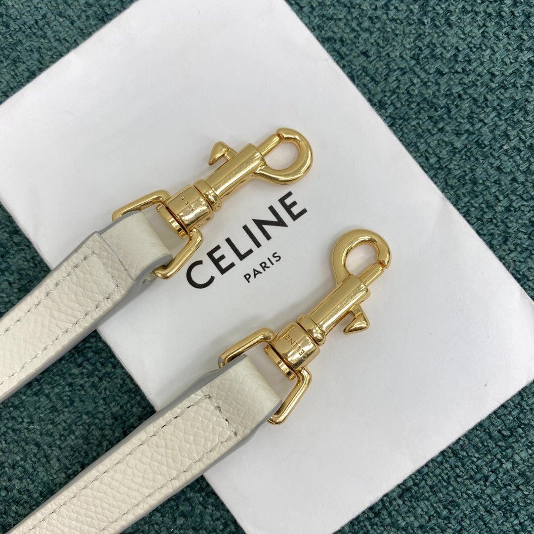 Celine Belt Nano Bag In White Grained Calfskin