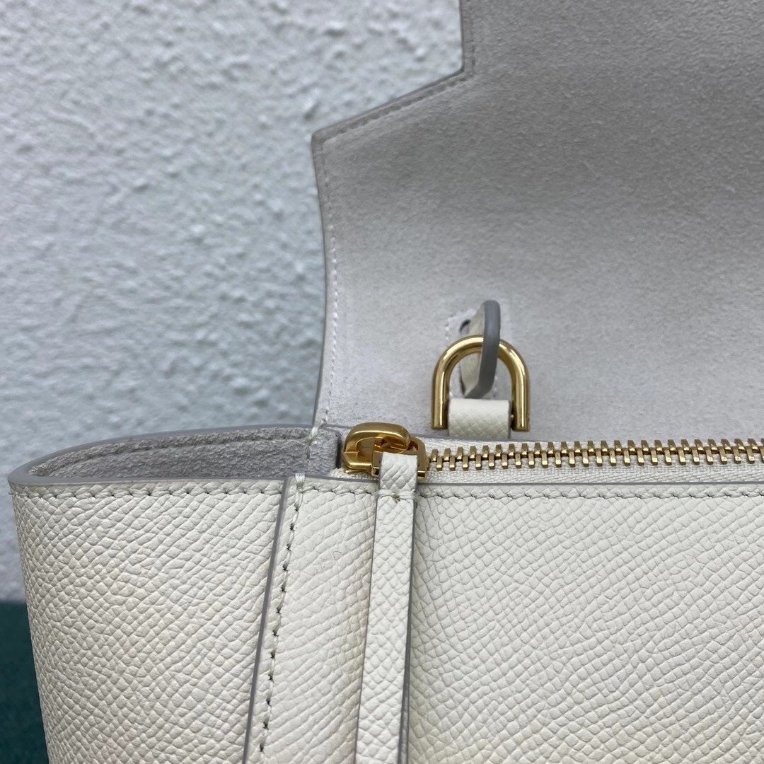 Celine Belt Nano Bag In White Grained Calfskin