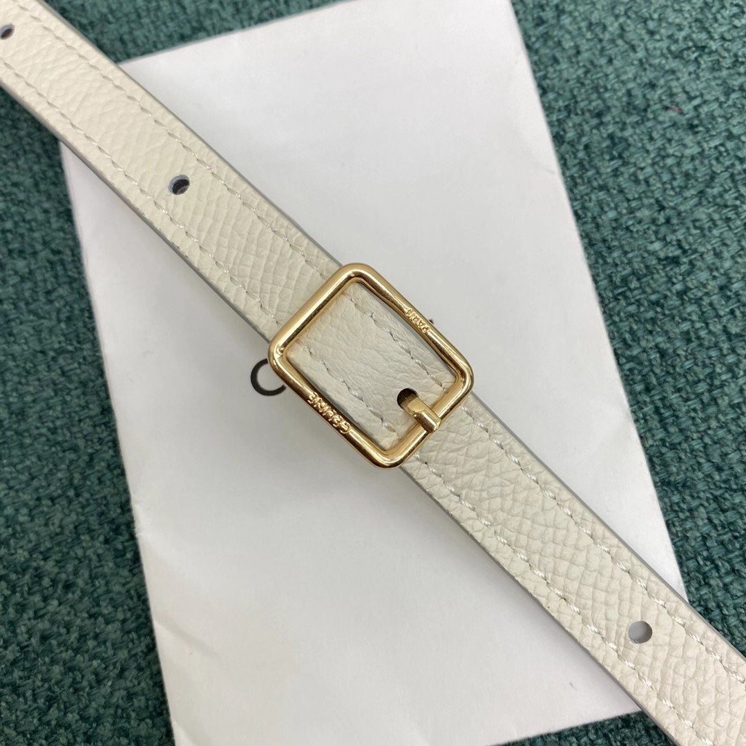 Celine Belt Nano Bag In White Grained Calfskin