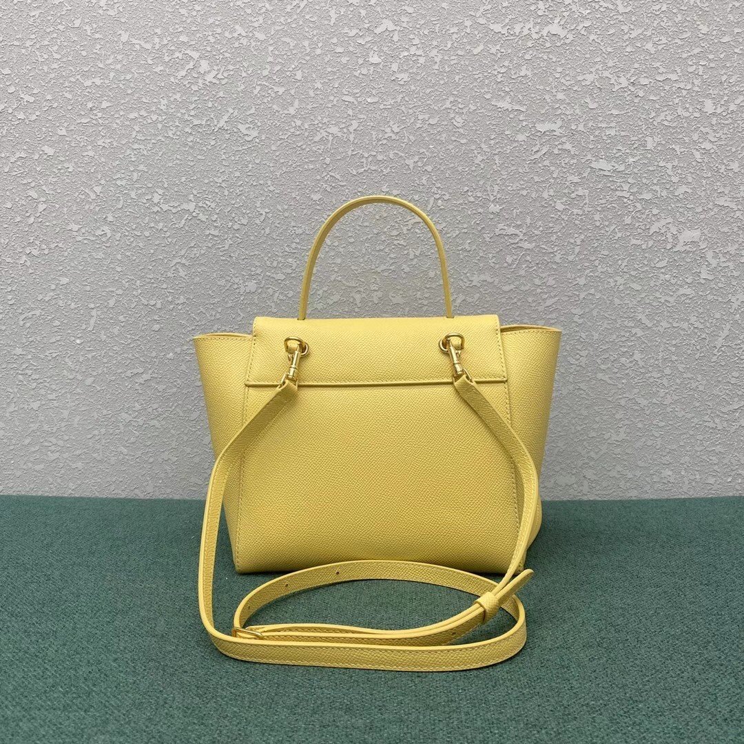 Celine Belt Nano Bag In Yellow Grained Calfskin