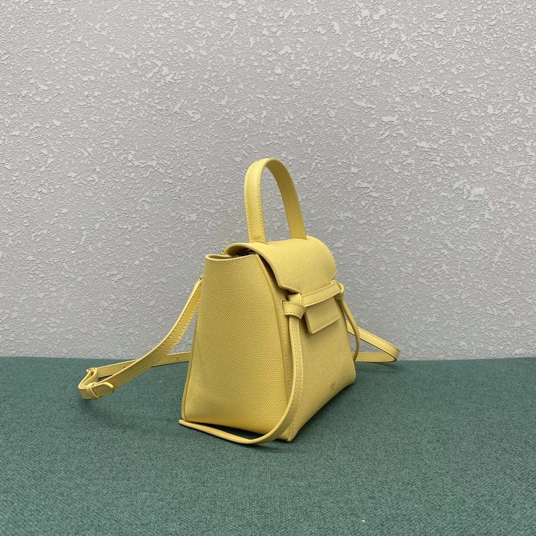 Celine Belt Nano Bag In Yellow Grained Calfskin