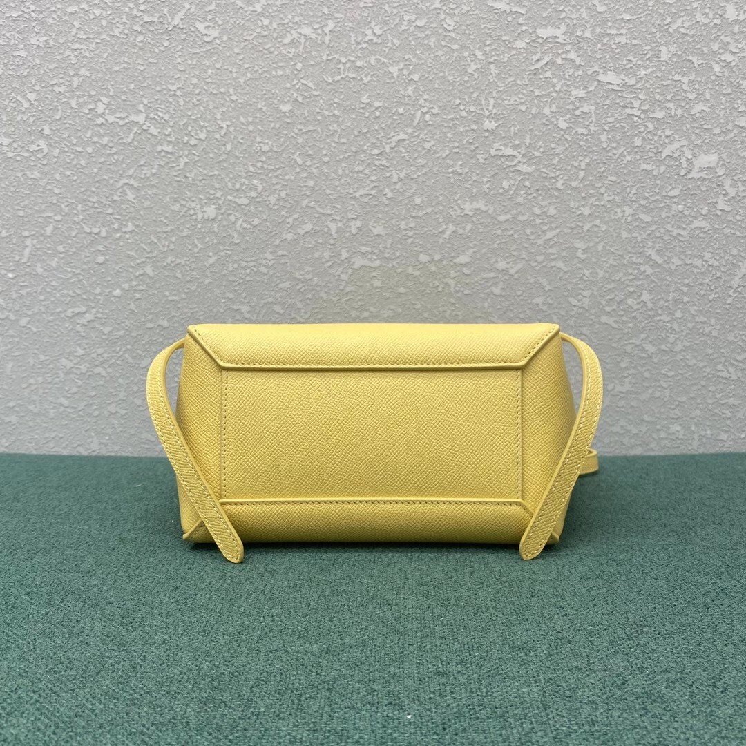 Celine Belt Nano Bag In Yellow Grained Calfskin