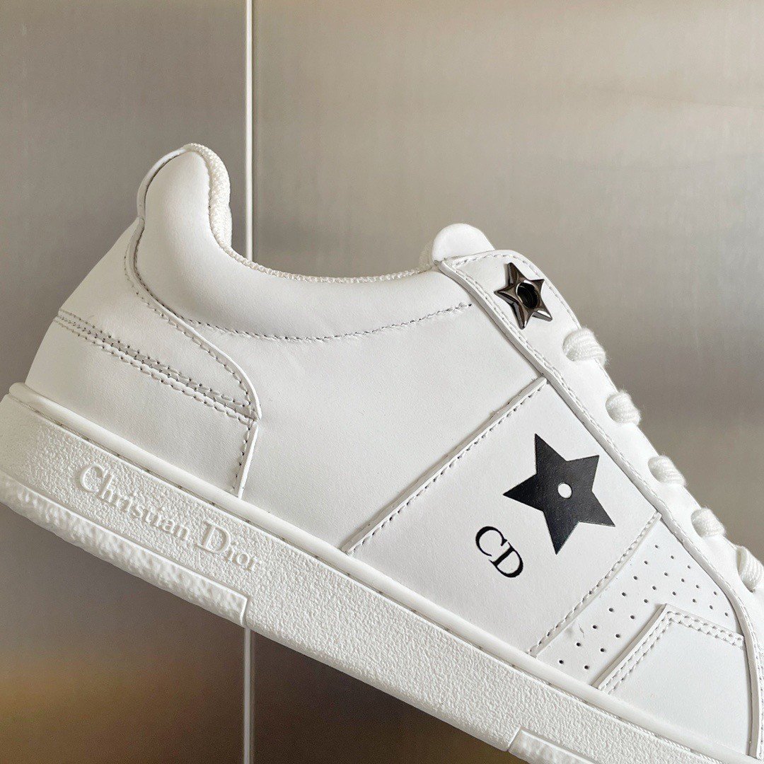 Dior Star Sneakers In White Calfskin and Suede