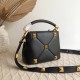 Valentino Roman Stud Mini Handle Bag In Black Nappa Leather