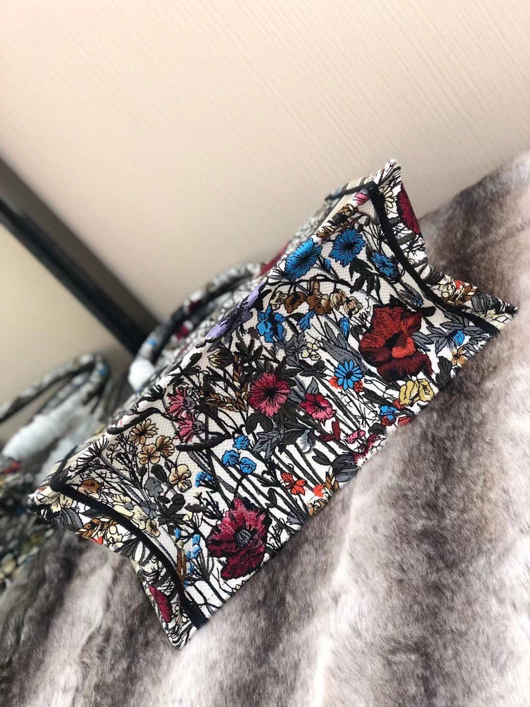 Dior Medium Book Tote Bag In Multicolor Mille Fleurs Embroidery