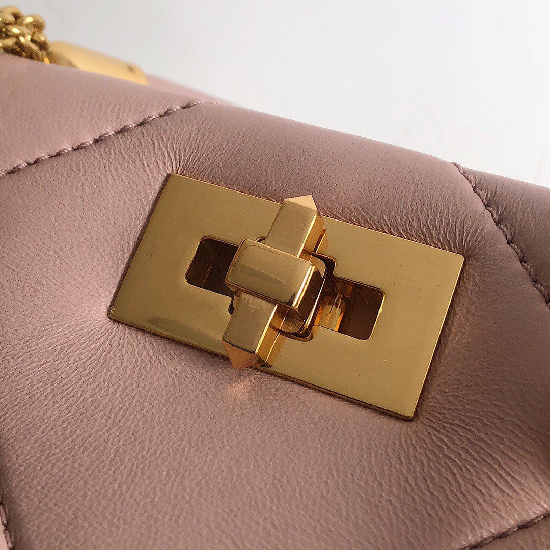 Valentino Roman Stud Small Handle Bag In Rose Cannelle Nappa Leather