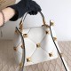 Valentino Roman Stud Small Handle Bag In White Nappa Leather