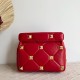 Valentino Roman Stud Medium Chain Bag In Red Nappa Leather