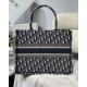 Dior Medium Book Tote Bag In Blue Dior Oblique Embroidery