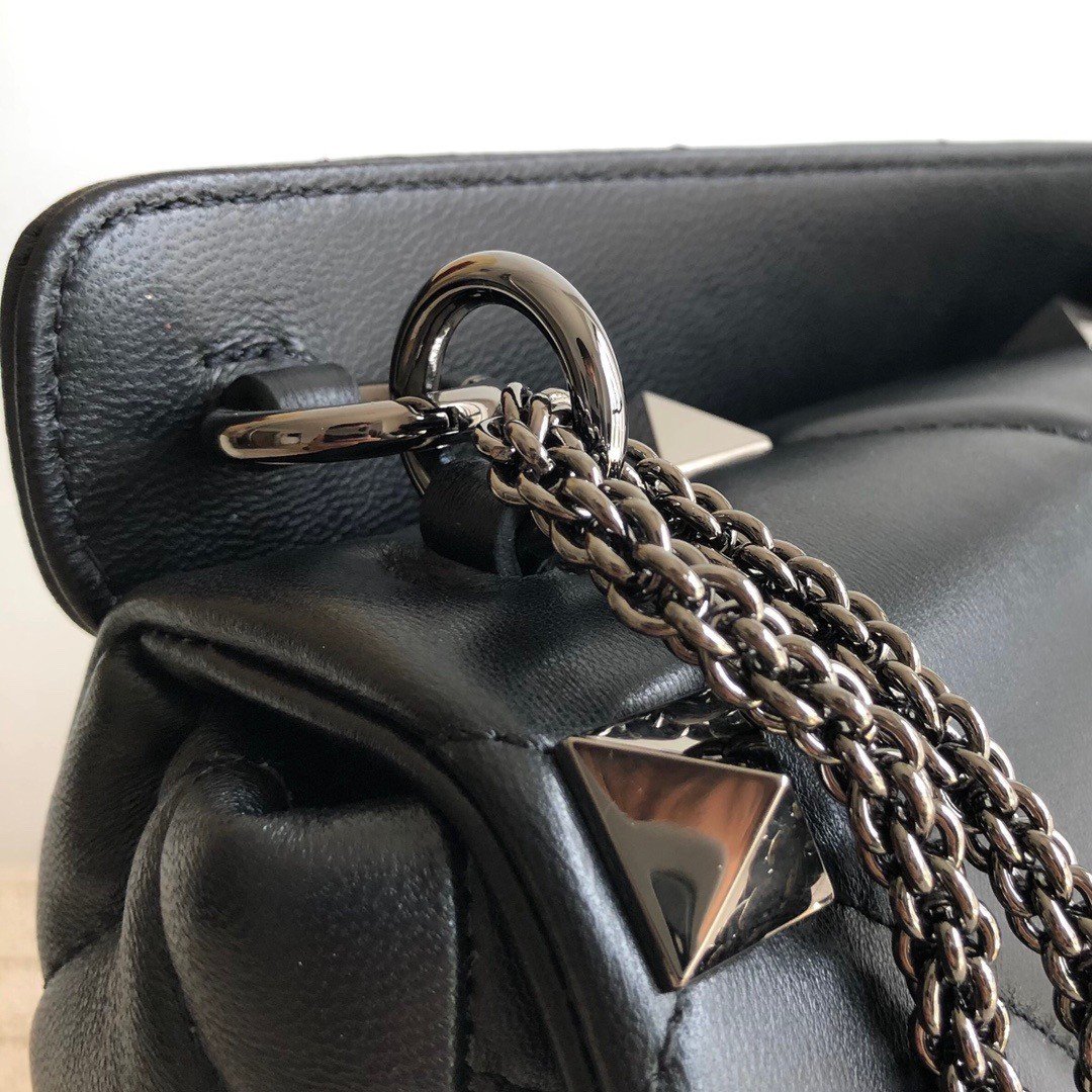 Valentino Roman Stud Medium Chain Bag with Black Hardware