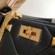 Valentino Roman Stud Top Handle Bag In Black Nappa Leather