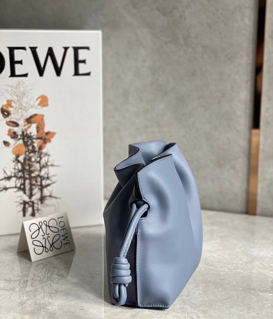 Loewe Mini Flamenco Clutch Bag In Atlantic Blue Calfskin