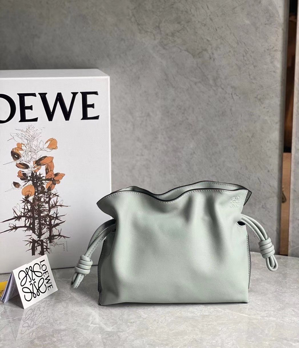 Loewe Mini Flamenco Clutch Bag In Ash Grey Calfskin