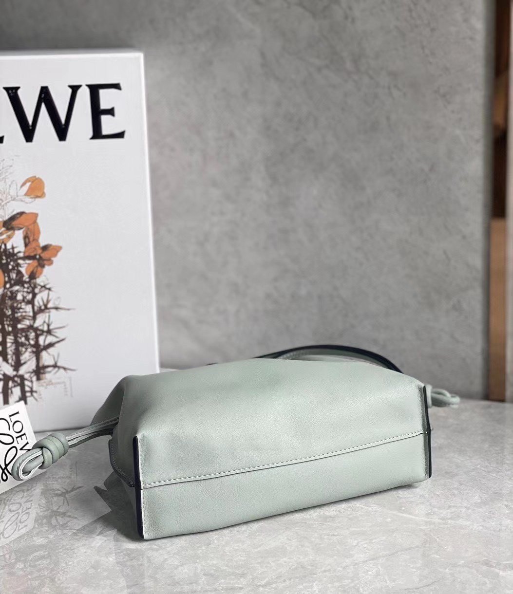 Loewe Mini Flamenco Clutch Bag In Ash Grey Calfskin